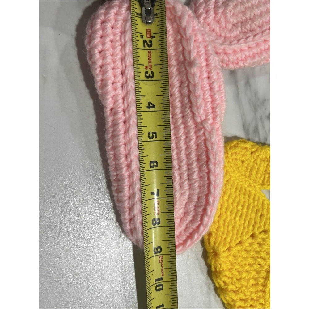 New Vintage Lillian Vernon Crochet Slippers OS Pink 9” Long Granny Core Cottage - Picture 6 of 9